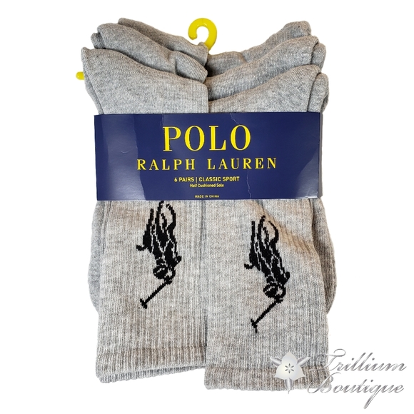 Polo Ralph Lauren Gray Classic Sport Socks NWT! - Picture 2 of 7